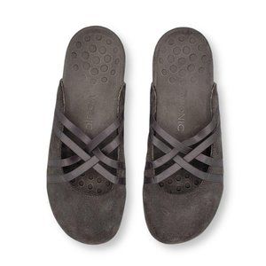 Vionic Claire Suede Mules Womens 10 Charcoal Gray
